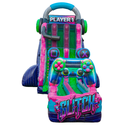 27FT Glitch Dual Lane Slide w/Slip n Slide