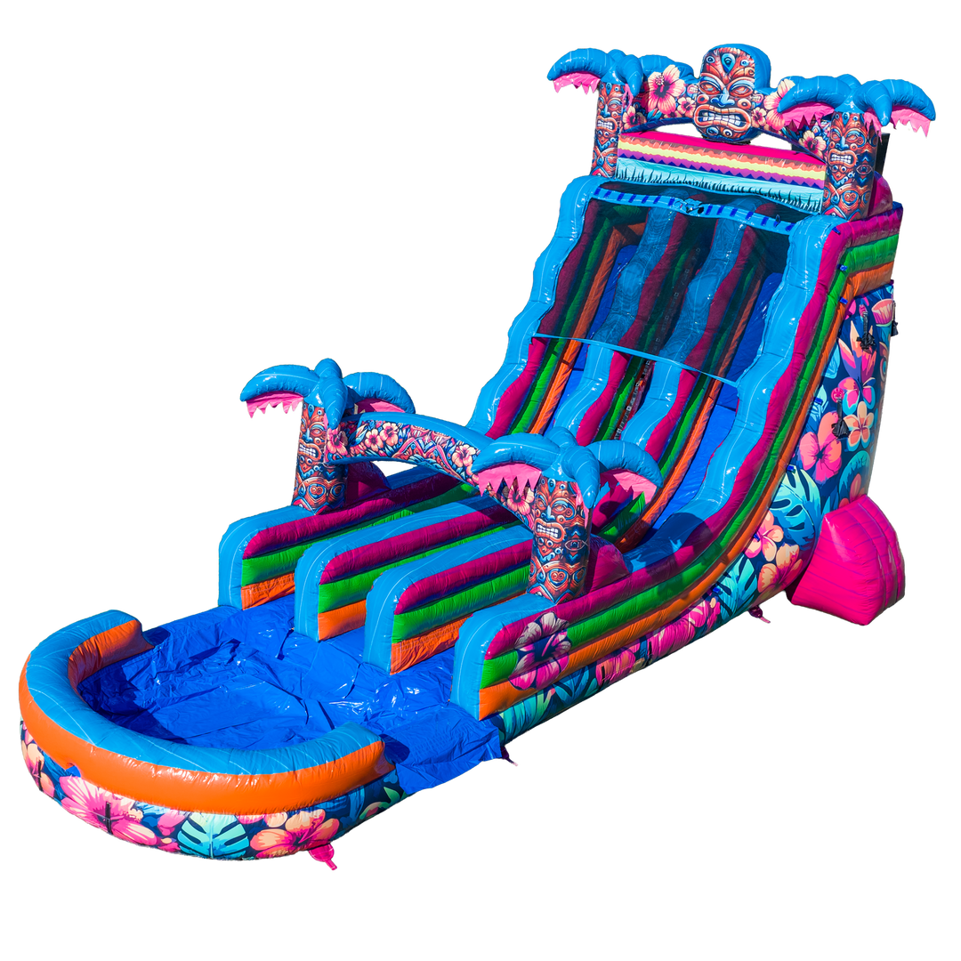 20FT Aloha Splash (Hawaiian Hibiscus) Dual Lane Slide
