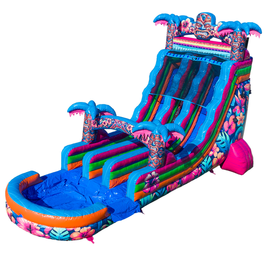 20FT Aloha Splash (Hawaiian Hibiscus) Dual Lane Slide