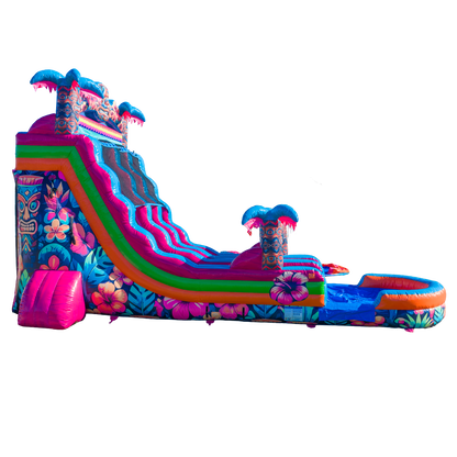 20FT Aloha Splash (Hawaiian Hibiscus) Dual Lane Slide