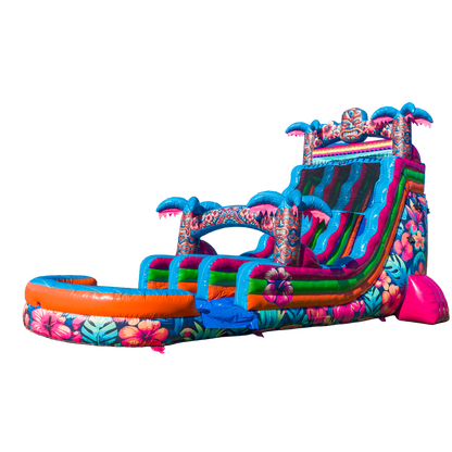 20FT Aloha Splash (Hawaiian Hibiscus) Dual Lane Slide