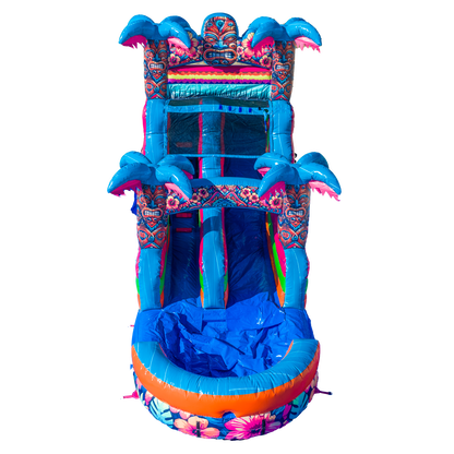 14FT Aloha Splash (Hawaiian Hibiscus) Single Lane Slide