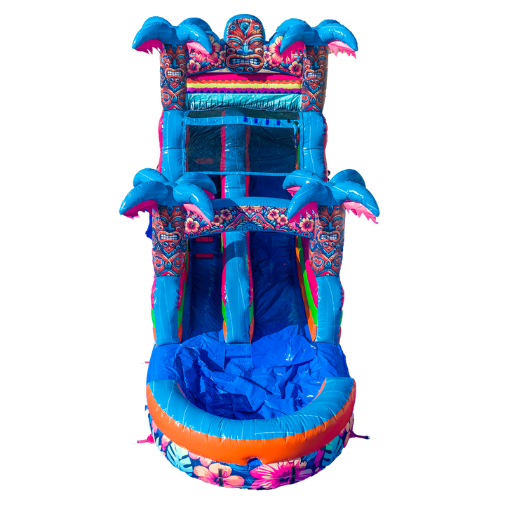 14FT Aloha Splash (Hawaiian Hibiscus) Single Lane Slide