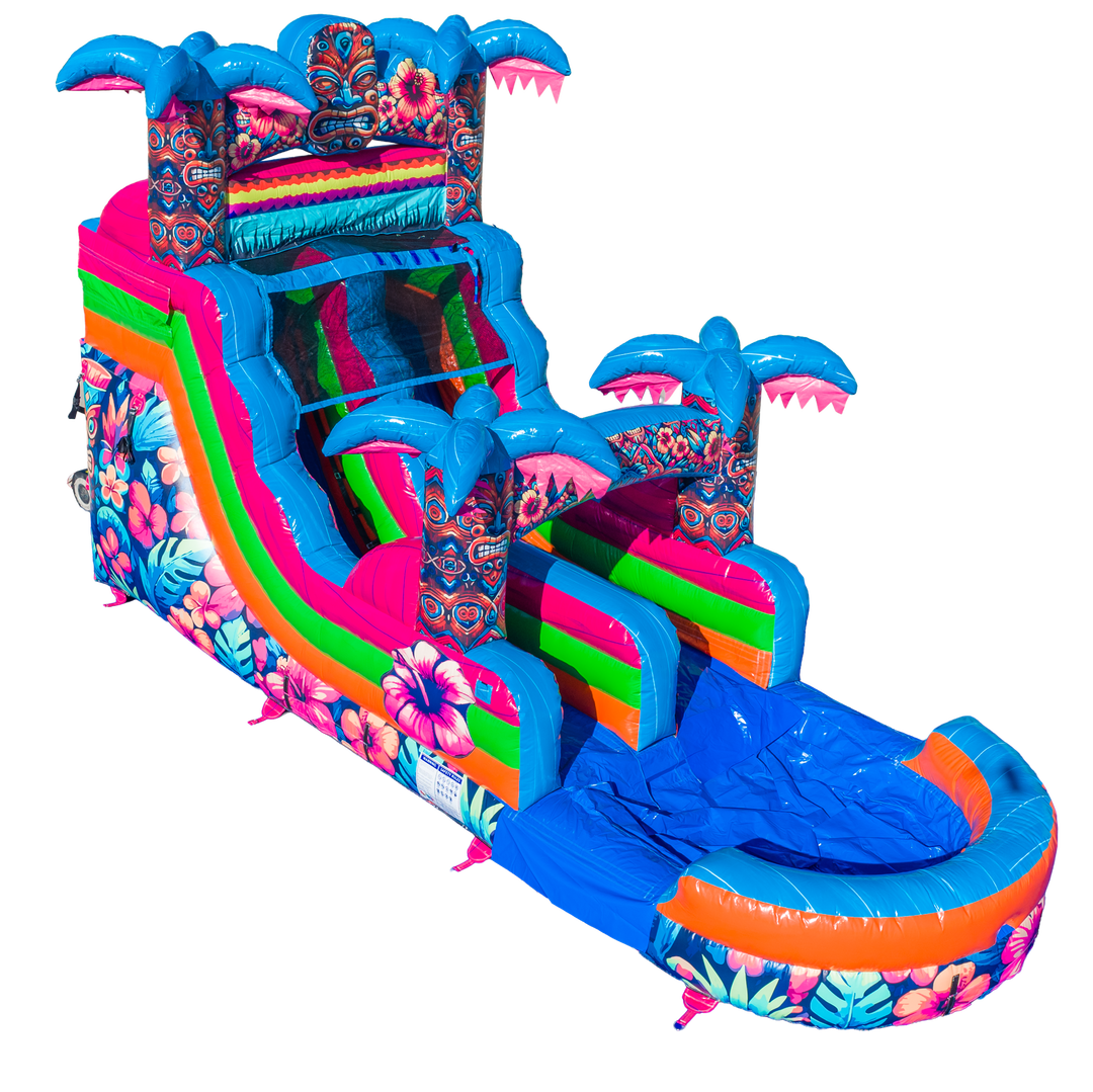 14FT Aloha Splash (Hawaiian Hibiscus) Single Lane Slide