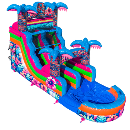 14FT Aloha Splash (Hawaiian Hibiscus) Single Lane Slide