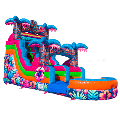 14FT Aloha Splash (Hawaiian Hibiscus) Single Lane Slide