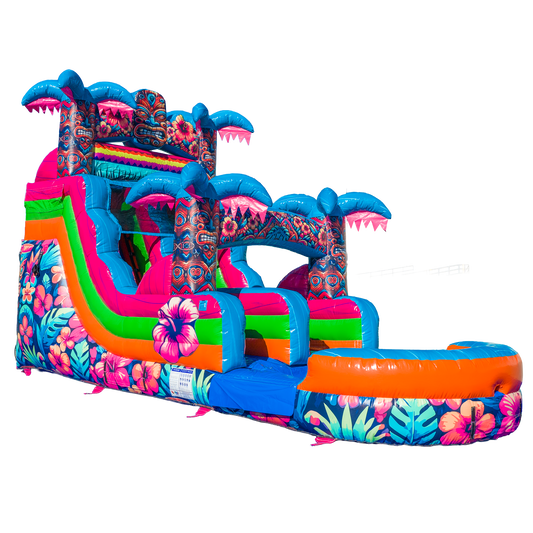 14FT Aloha Splash (Hawaiian Hibiscus) Single Lane Slide