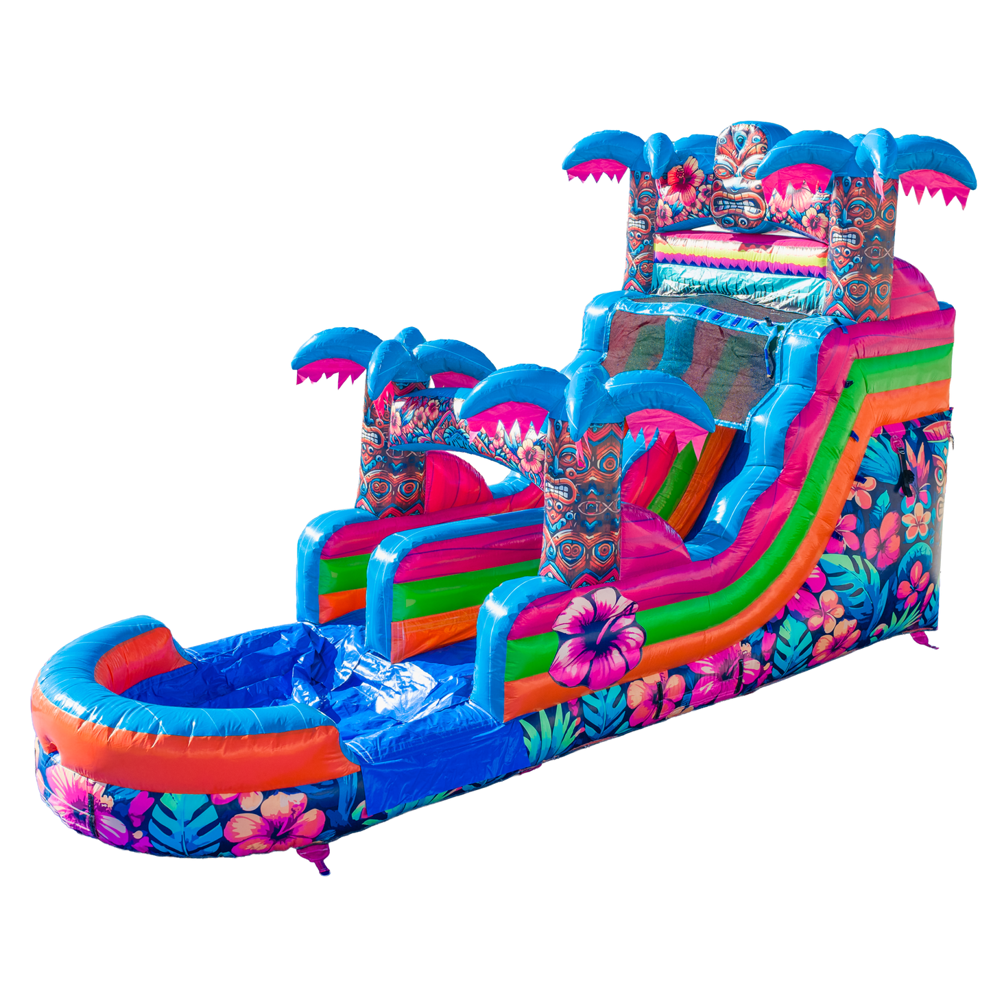 14FT Aloha Splash (Hawaiian Hibiscus) Single Lane Slide