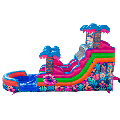 14FT Aloha Splash (Hawaiian Hibiscus) Single Lane Slide