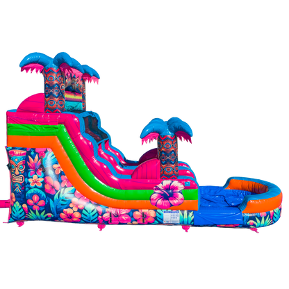 14FT Aloha Splash (Hawaiian Hibiscus) Single Lane Slide