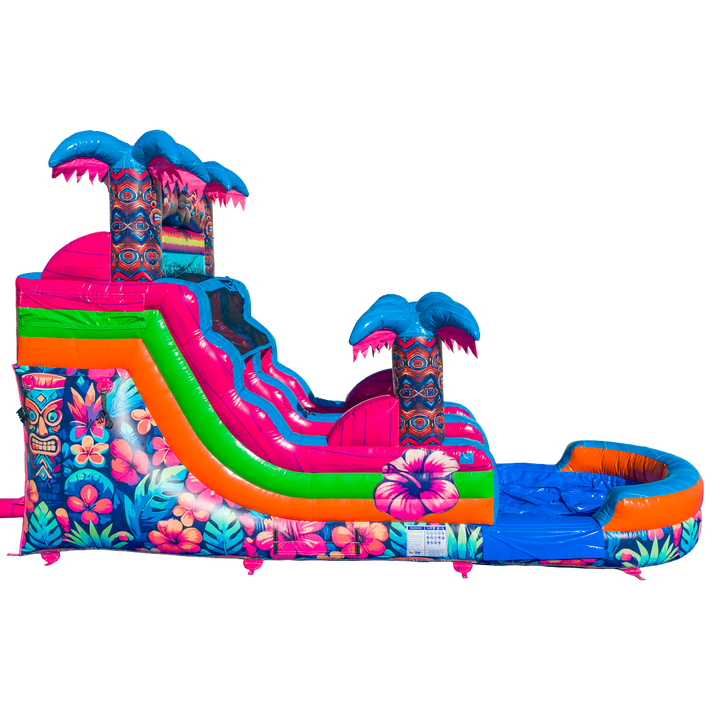 14FT Aloha Splash (Hawaiian Hibiscus) Single Lane Slide