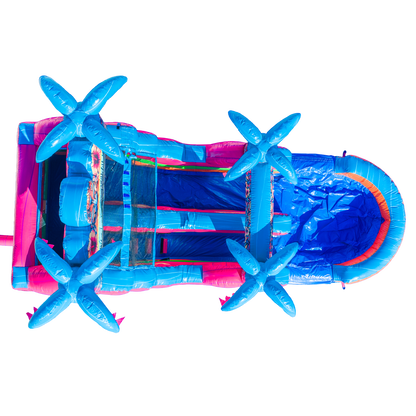 14FT Aloha Splash (Hawaiian Hibiscus) Single Lane Slide