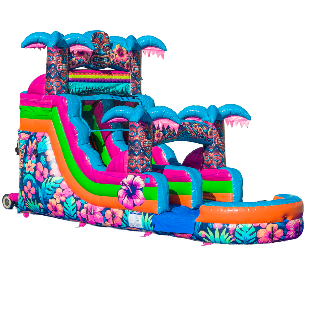 14FT Aloha Splash (Hawaiian Hibiscus) Single Lane Slide