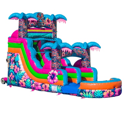 14FT Aloha Splash (Hawaiian Hibiscus) Single Lane Slide