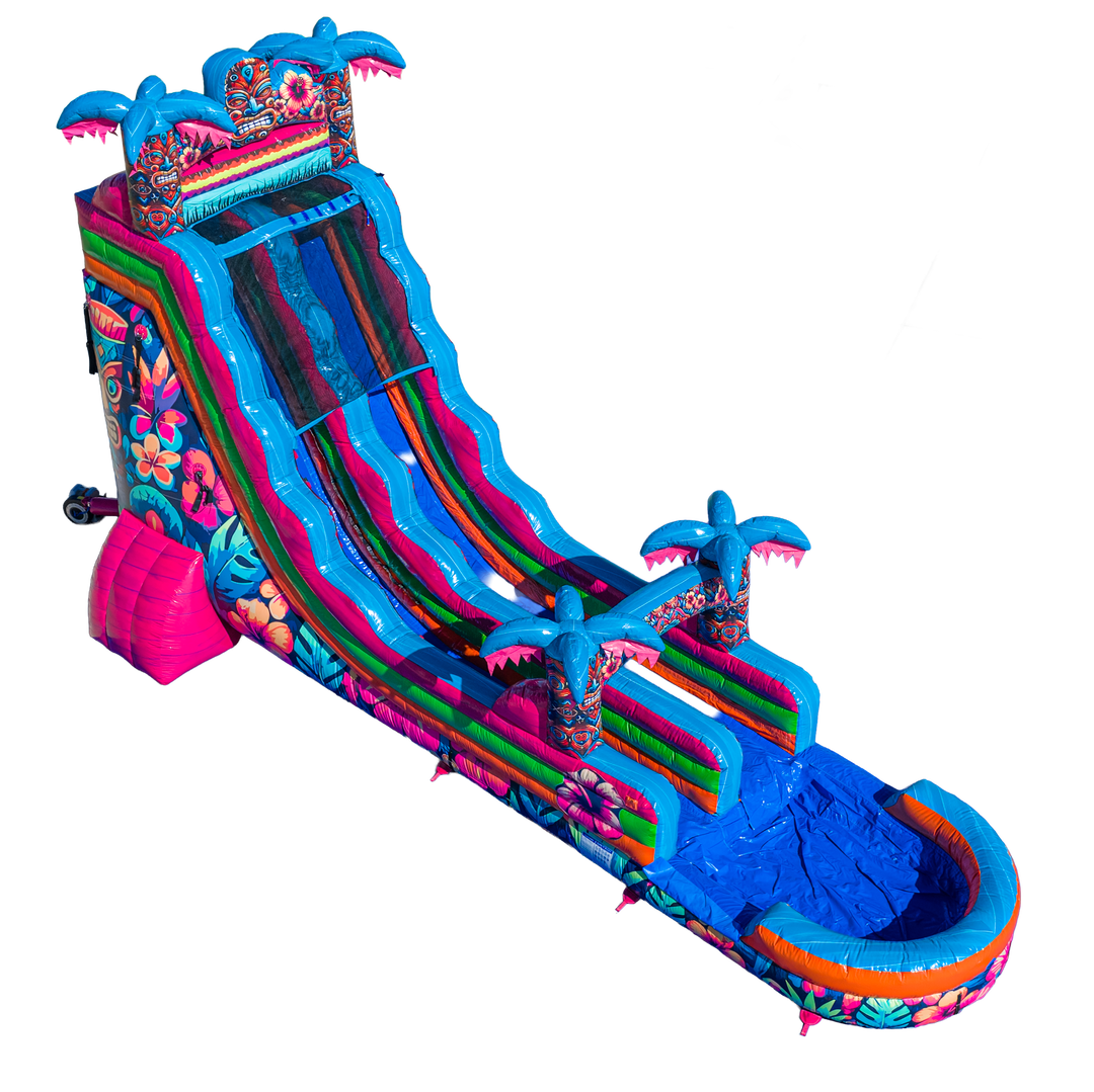 22FT Aloha Splash (Hawaiian Hibiscus) Single Lane Slide PA/NJ Certified (Splash pad)