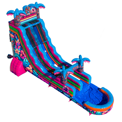 22FT Aloha Splash (Hawaiian Hibiscus) Single Lane Slide PA/NJ Certified (Splash pad)