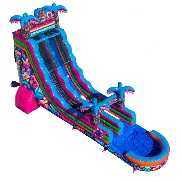 22FT Aloha Splash (Hawaiian Hibiscus) Single Lane Slide PA/NJ Certified (Splash pad)