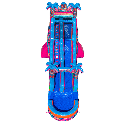 22FT Aloha Splash (Hawaiian Hibiscus) Single Lane Slide PA/NJ Certified (Splash pad)