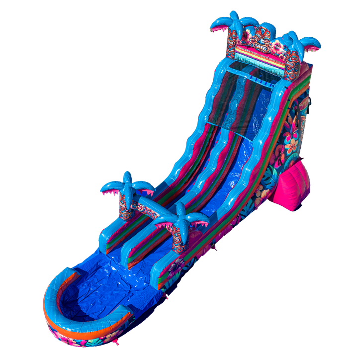 22FT Aloha Splash (Hawaiian Hibiscus) Single Lane Slide PA/NJ Certified (Splash pad)