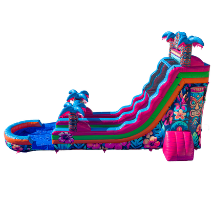 22FT Aloha Splash (Hawaiian Hibiscus) Single Lane Slide PA/NJ Certified (Splash pad)