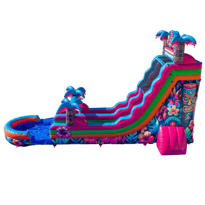 22FT Aloha Splash (Hawaiian Hibiscus) Single Lane Slide PA/NJ Certified (Splash pad)