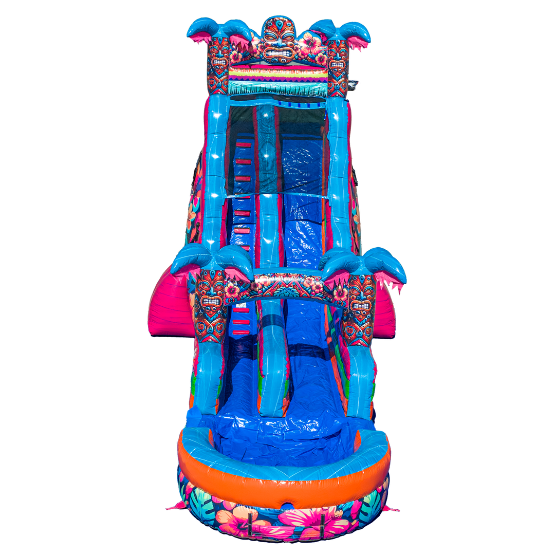 22FT Aloha Splash (Hawaiian Hibiscus) Single Lane Slide PA/NJ Certified (Splash pad)