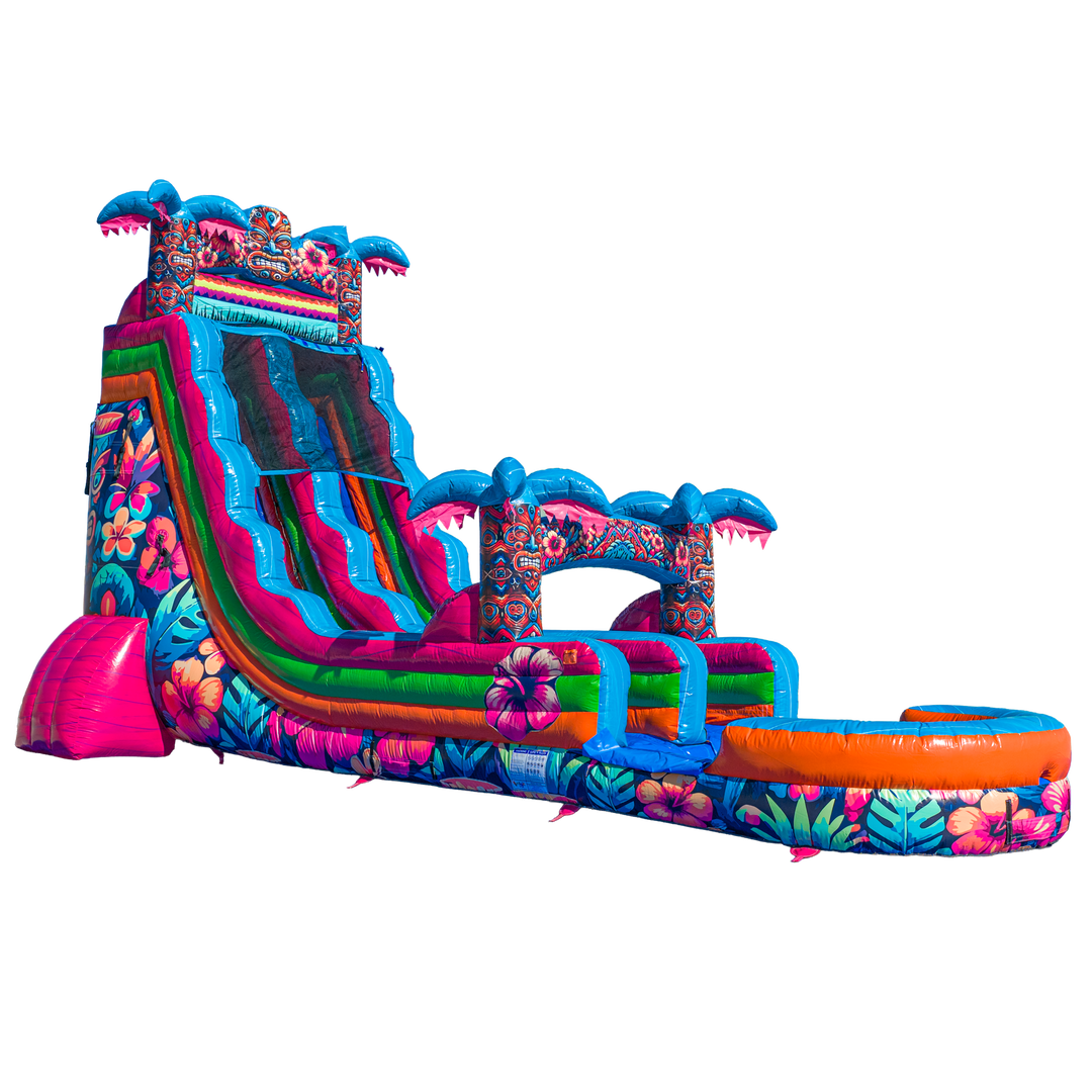22FT Aloha Splash (Hawaiian Hibiscus) Single Lane Slide PA/NJ Certified (Splash pad)