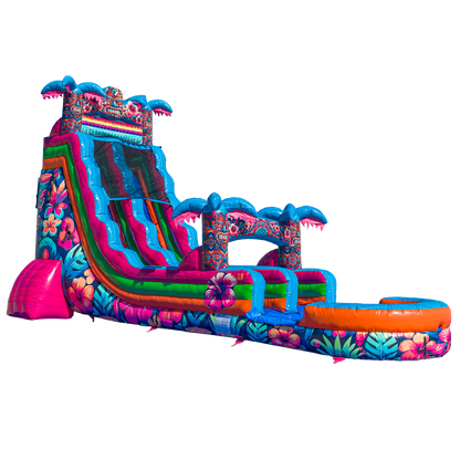 22FT Aloha Splash (Hawaiian Hibiscus) Single Lane Slide PA/NJ Certified (Splash pad)