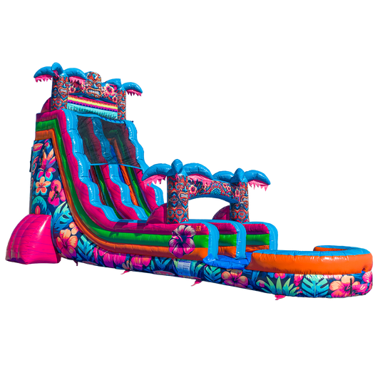 22FT Aloha Splash (Hawaiian Hibiscus) Single Lane Slide