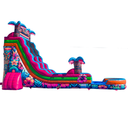 22FT Aloha Splash (Hawaiian Hibiscus) Single Lane Slide PA/NJ Certified (Splash pad)