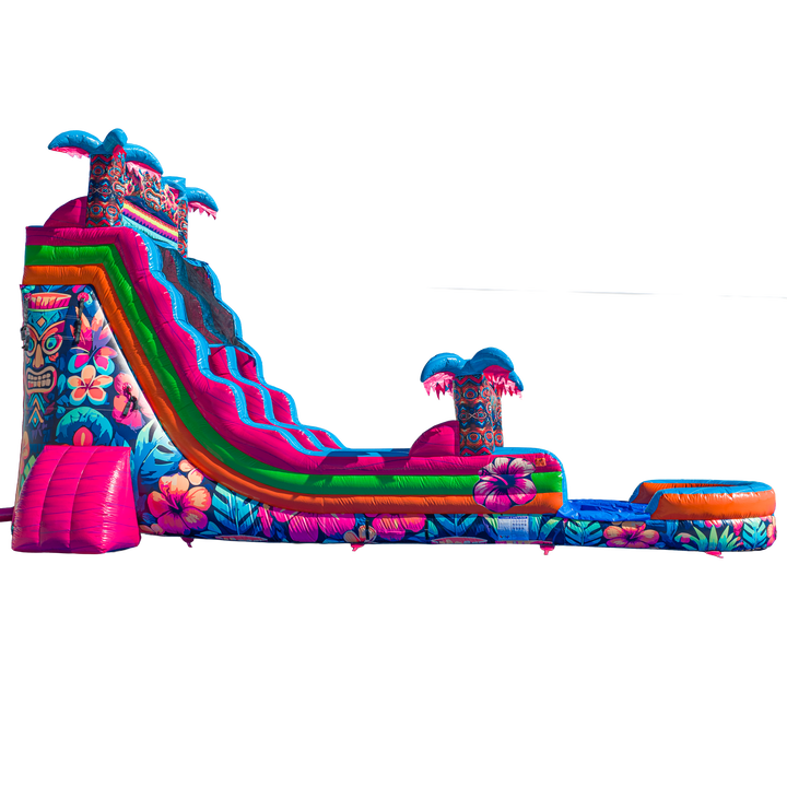 22FT Aloha Splash (Hawaiian Hibiscus) Single Lane Slide PA/NJ Certified (Splash pad)