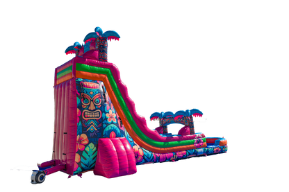 22FT Aloha Splash (Hawaiian Hibiscus) Single Lane Slide PA/NJ Certified (Splash pad)