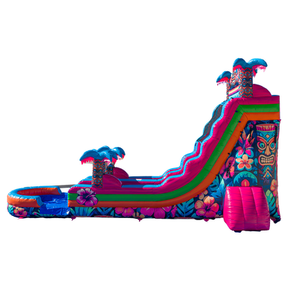 22FT Aloha Splash (Hawaiian Hibiscus) Single Lane Slide PA/NJ Certified (Splash pad)