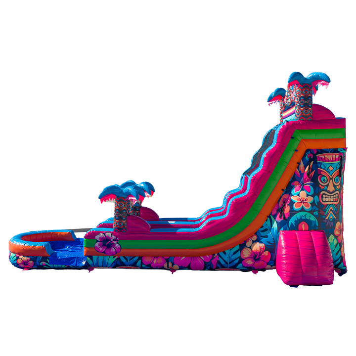 22FT Aloha Splash (Hawaiian Hibiscus) Single Lane Slide PA/NJ Certified (Splash pad)