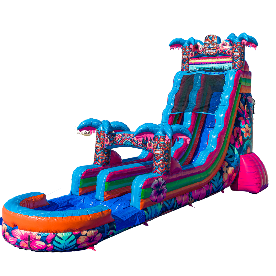 22FT Aloha Splash (Hawaiian Hibiscus) Single Lane Slide PA/NJ Certified (Splash pad)