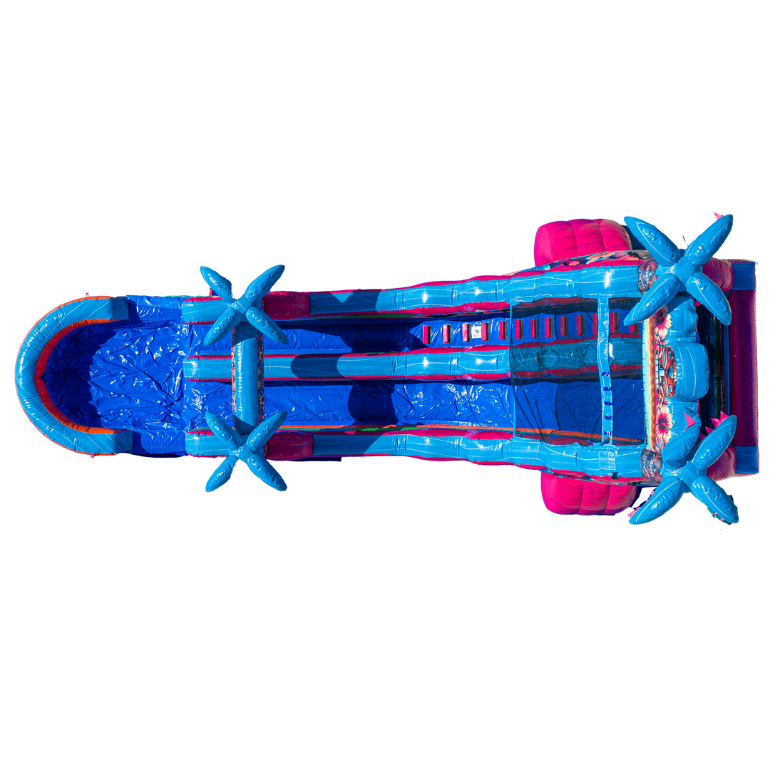 22FT Aloha Splash (Hawaiian Hibiscus) Single Lane Slide PA/NJ Certified (Splash pad)