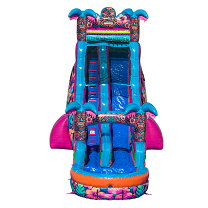 22FT Aloha Splash (Hawaiian Hibiscus) Single Lane Slide PA/NJ Certified (Splash pad)