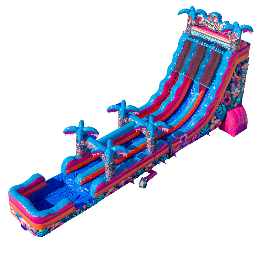 22FT Aloha Splash (Hawaiian Hibiscus) Dual Lane Slide w/SLip n Slide