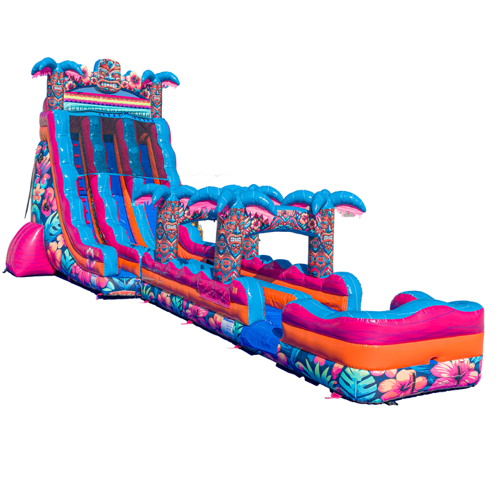 22FT Aloha Splash (Hawaiian Hibiscus) Dual Lane Slide w/SLip n Slide