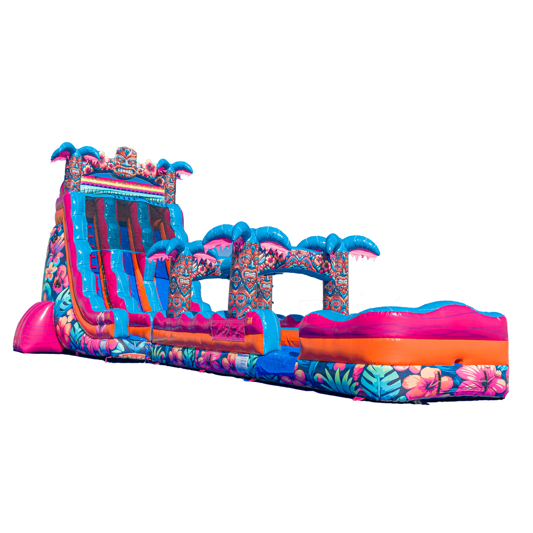 22FT Aloha Splash (Hawaiian Hibiscus) Dual Lane Slide w/SLip n Slide