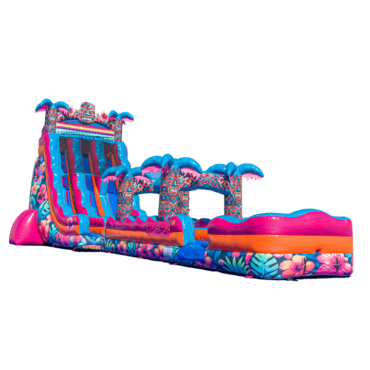 22FT Aloha Splash (Hawaiian Hibiscus) Dual Lane Slide w/SLip n Slide