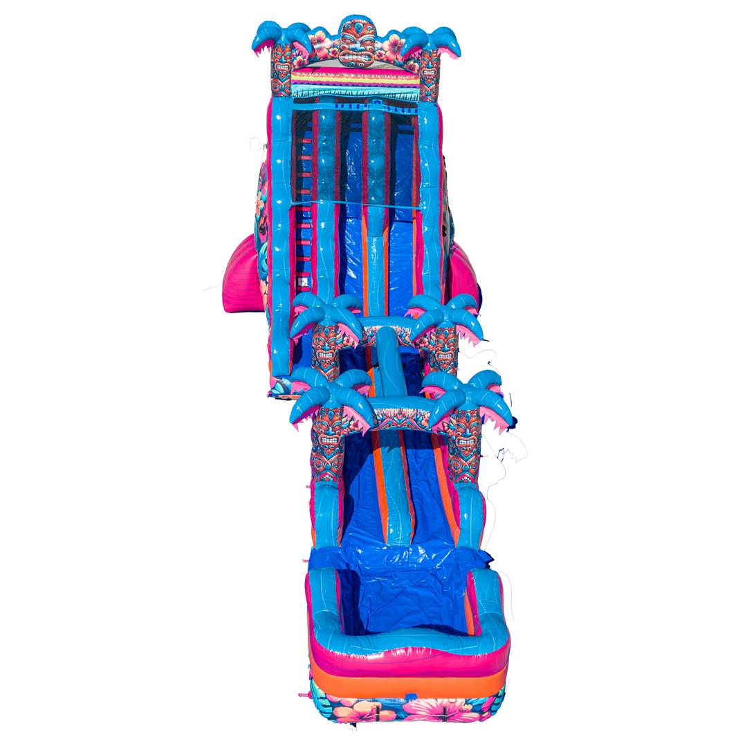 22FT Aloha Splash (Hawaiian Hibiscus) Dual Lane Slide w/SLip n Slide
