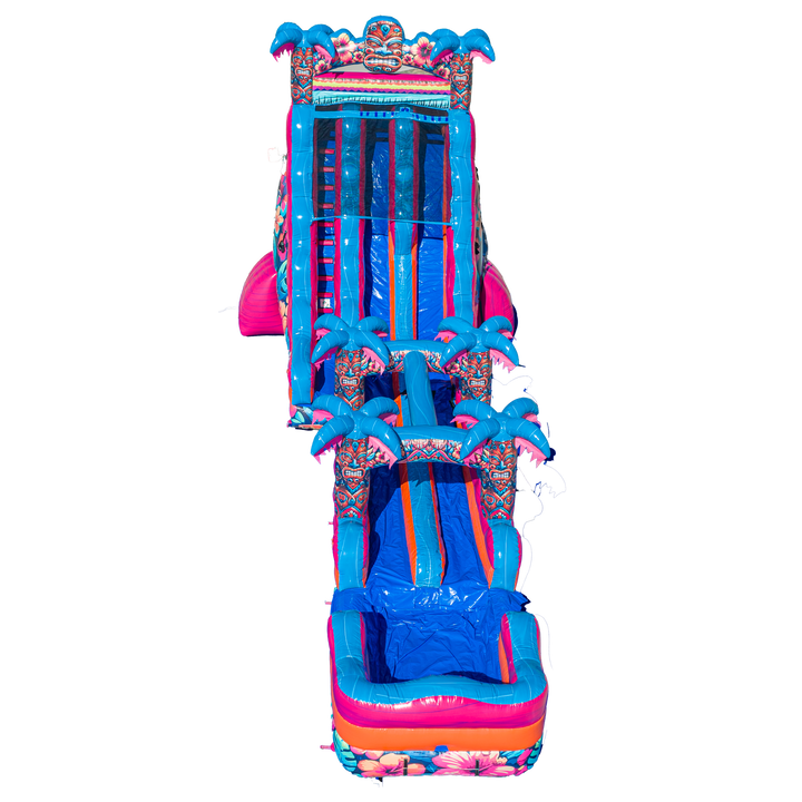 22FT Aloha Splash (Hawaiian Hibiscus) Dual Lane Slide w/SLip n Slide