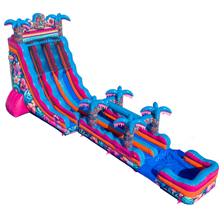 22FT Aloha Splash (Hawaiian Hibiscus) Dual Lane Slide w/SLip n Slide