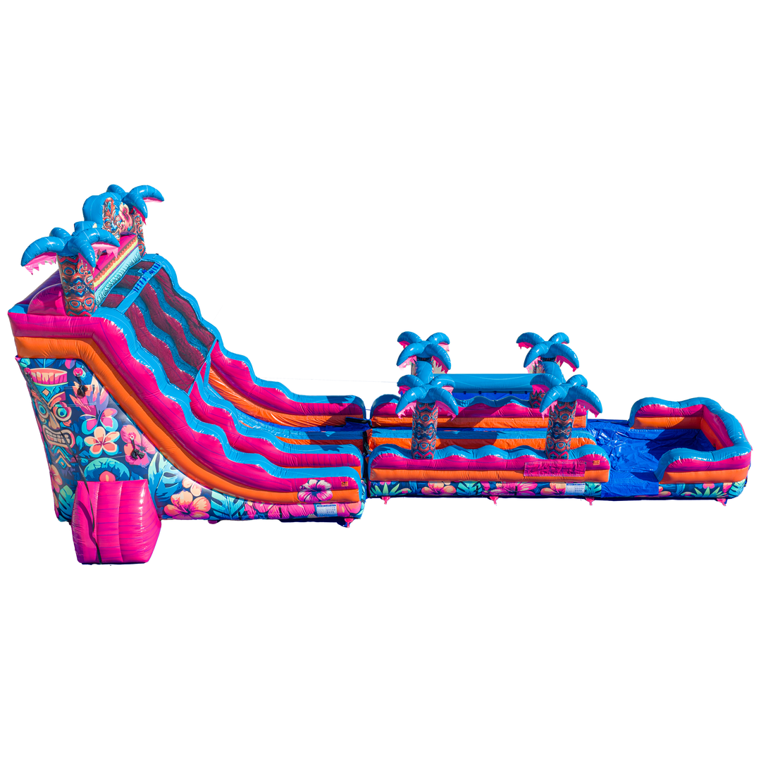 22FT Aloha Splash (Hawaiian Hibiscus) Dual Lane Slide w/SLip n Slide