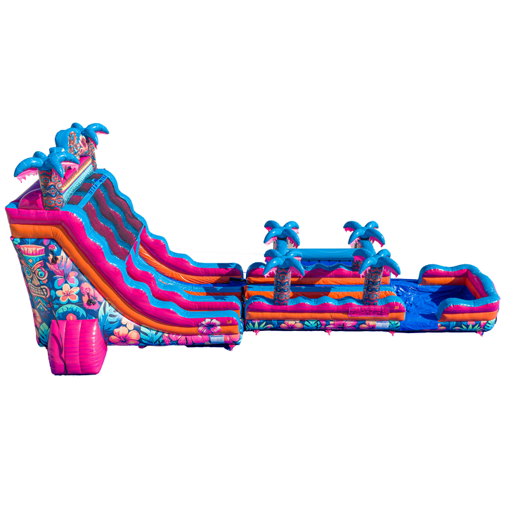 22FT Aloha Splash (Hawaiian Hibiscus) Dual Lane Slide w/SLip n Slide