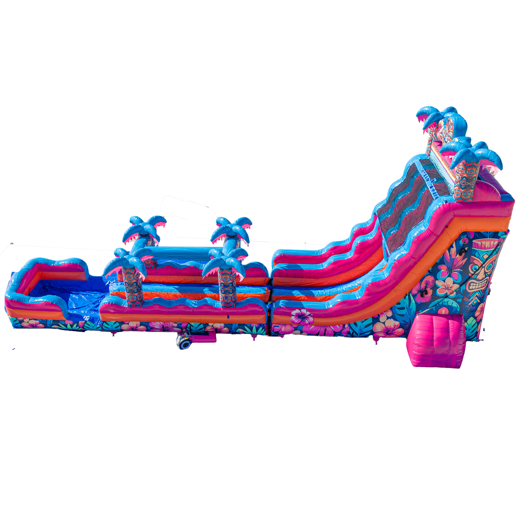 22FT Aloha Splash (Hawaiian Hibiscus) Dual Lane Slide w/SLip n Slide