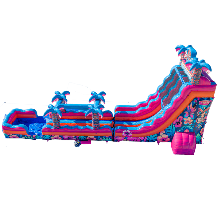 22FT Aloha Splash (Hawaiian Hibiscus) Dual Lane Slide w/SLip n Slide