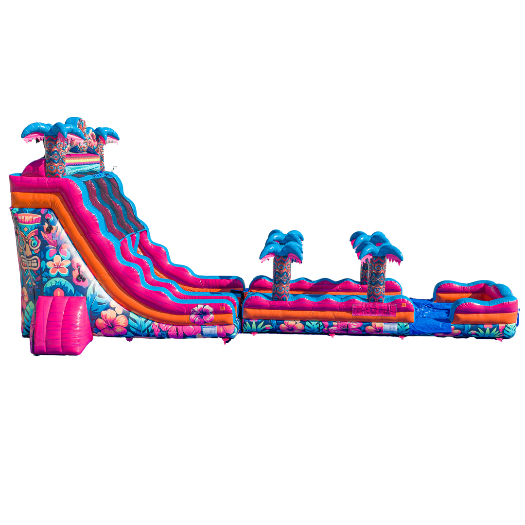 22FT Aloha Splash (Hawaiian Hibiscus) Dual Lane Slide w/SLip n Slide