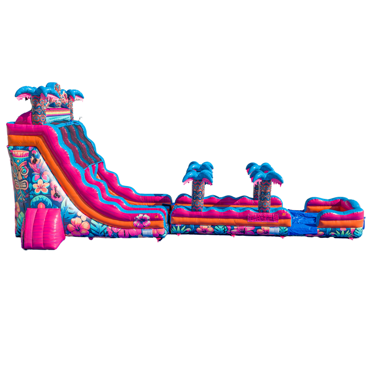 22FT Aloha Splash (Hawaiian Hibiscus) Dual Lane Slide w/SLip n Slide